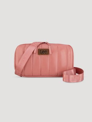 Womens Quilted Puffer Crossbody Bag:Dark Pink:One Size main view