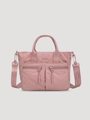 Womens Multi Pocket Small Tote Bag:Pink:One Size main view