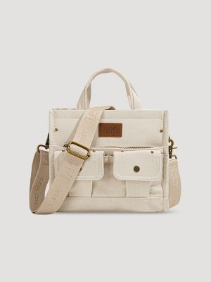 Women's Canvas Cargo Pocket Tote Bag
