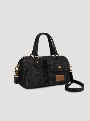 Womens Denim Barrel Bag:Black:One Size alternative view