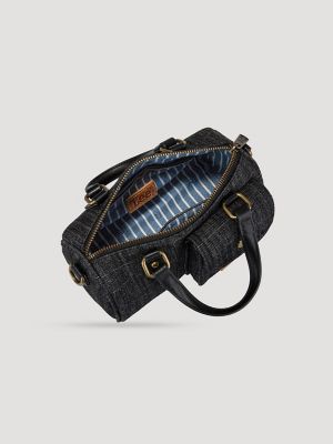 Womens Denim Barrel Bag:Black:One Size alternative view 2
