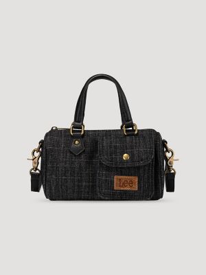 Womens Denim Barrel Bag:Black:One Size main view