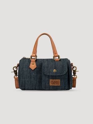 Womens Denim Barrel Bag:DenimBlue:One Size main view