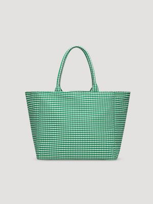 Womens Gingham Tote Bag:Green:One Size alternative view
