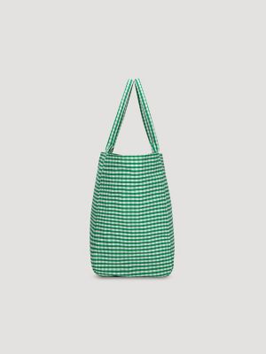 Womens Gingham Tote Bag:Green:One Size alternative view 2