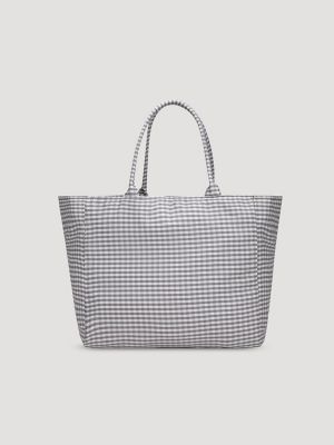 Womens Gingham Tote Bag:Grey:One Size alternative view