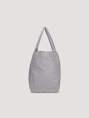 Womens Gingham Tote Bag:Grey:One Size alternative view 2