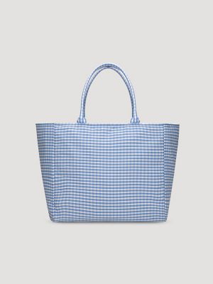 Womens Gingham Tote Bag:Light Blue:One Size alternative view