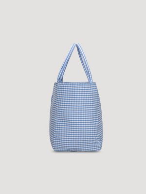 Womens Gingham Tote Bag:Light Blue:One Size alternative view 2