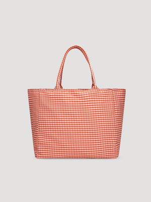 Womens Gingham Tote Bag:Orange:One Size alternative view