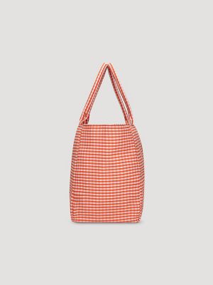 Womens Gingham Tote Bag:Orange:One Size alternative view 2