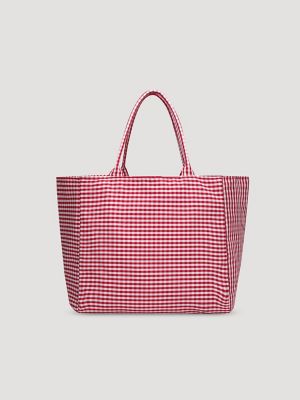 Womens Gingham Tote Bag:Red:One Size alternative view