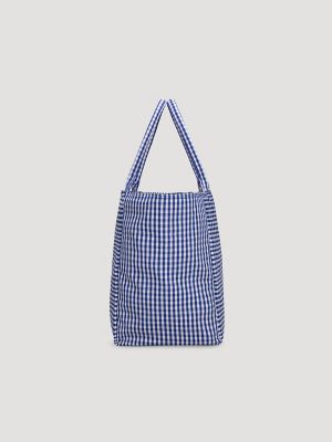 Womens Gingham Tote Bag:Navy:One Size alternative view 2