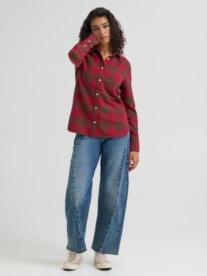 Women's Classic Button Down Shirt in Tibetan Red