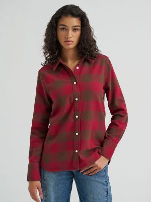 Women's Classic Button Down Shirt in Tibetan Red