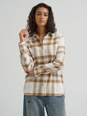 Women's Classic Button Down Shirt in DK Khaki
