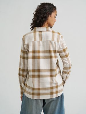 Women's Classic Button Down Shirt in DK Khaki
