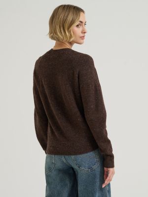 Women's Wool Blend Solid Sweater in Chocolate Torte