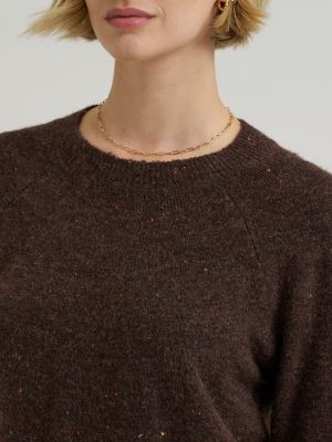 Women's Wool Blend Solid Sweater in Chocolate Torte