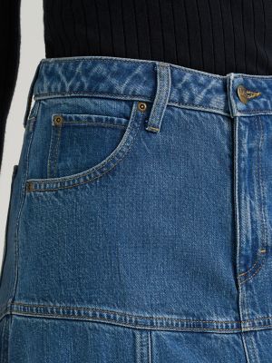 Women's LQD Seamed Denim Midi Skirt