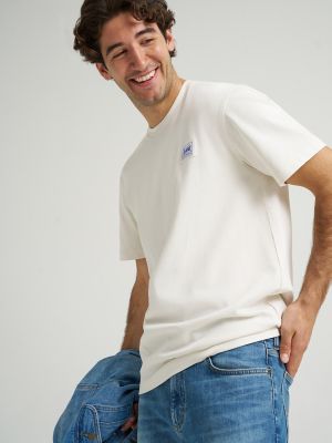 Men's Relaxed Fit Patch Logo Tee in Ecru