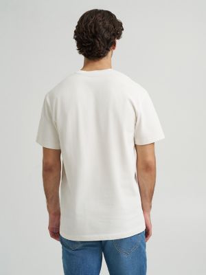 Men's Relaxed Fit Patch Logo Tee in Ecru