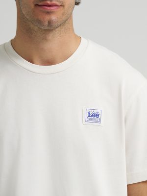Men's Relaxed Fit Patch Logo Tee in Ecru