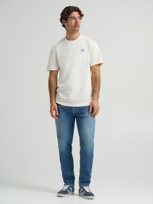 Men's Relaxed Fit Patch Logo Tee in Ecru