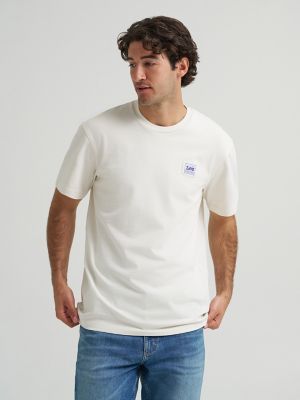 Men's Relaxed Fit Patch Logo Tee in Ecru
