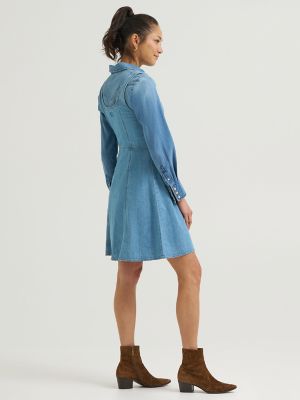 Women's Heritage Seamed Button Front Dress in Cloud Coverage