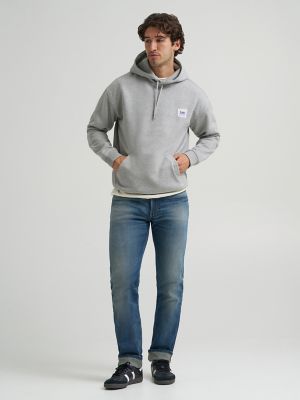Men's Relaxed Fit Essential Workwear Hoodie in Mid Grey Mele