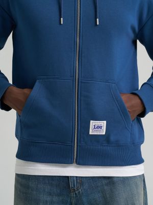 Men's Relaxed Fit Essential Workwear Full Zip Jacket in Insiginia Blue