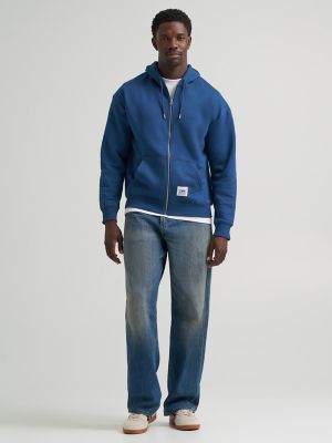 Men's Relaxed Fit Essential Workwear Full Zip Jacket in Insiginia Blue