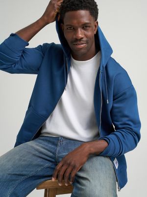 Men's Relaxed Fit Essential Workwear Full Zip Jacket in Insiginia Blue