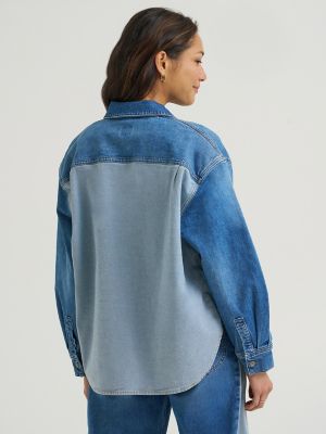 Women's Heritage Denim Drapey Shirt in River Fade Top