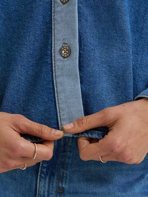 Women's Heritage Denim Drapey Shirt in River Fade Top