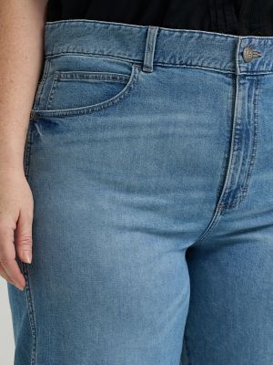 Women's Heritage Slit Hem Loose Straight Jean (Plus)
