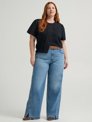Women's Heritage Slit Hem Loose Straight Jean (Plus)