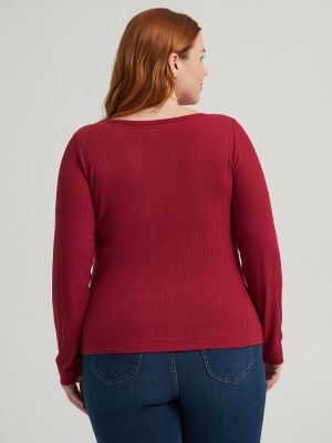 Women's Heritage Boatneck Top (Plus) in Tibetan Red