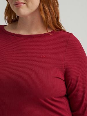 Women's Heritage Boatneck Top (Plus) in Tibetan Red