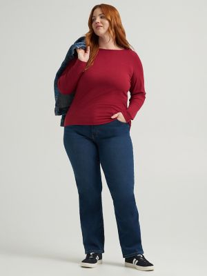 Women's Heritage Boatneck Top (Plus) in Tibetan Red