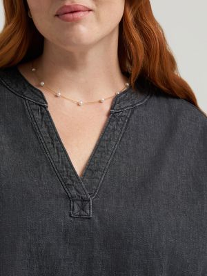 Women's Heritage Loose Popover V-Neck Top (Plus)