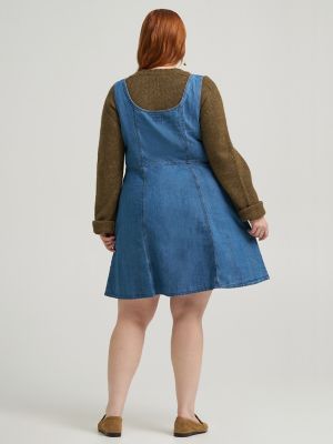 Women's Heritage Seamed Button Front Dress (Plus) in Prep Rinse