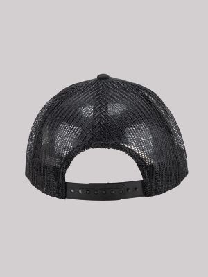 Men's Rubber Logo Patch Trucker Hat in Black