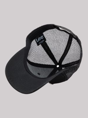 Men's Rubber Logo Patch Trucker Hat in Black