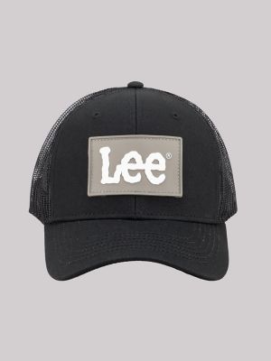 Men's Rubber Logo Patch Trucker Hat in Black