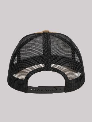 Men's Rubber Logo Patch Mesh Hat in Tan