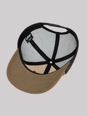 Men's Rubber Logo Patch Mesh Hat in Tan
