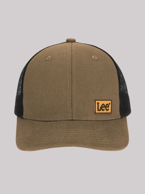 Men's Rubber Logo Patch Mesh Hat in Tan
