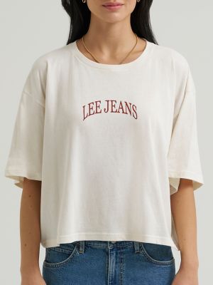 Women's Boxy Crop Logo Tee in Ecru